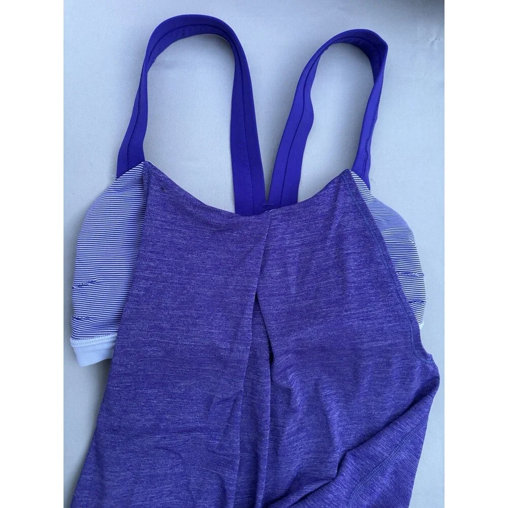 Lululemon Rest Less Tank Top Heather Bruised Berry Wee Striped Women’s Size 2